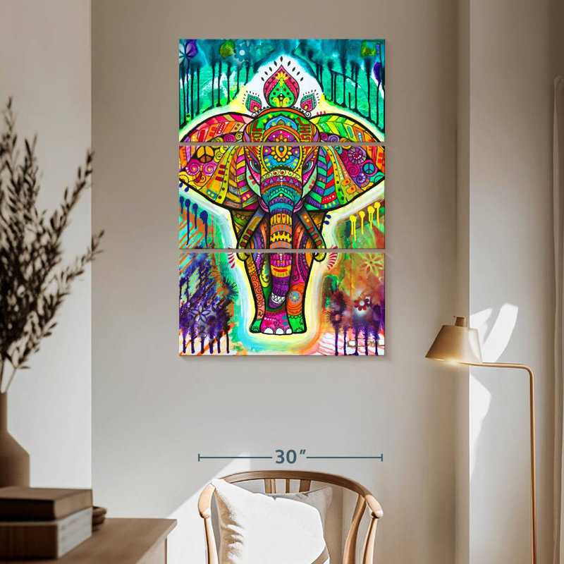 Brampt Rainbow Elephant II, 65" H x 42" W