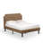 2-Piece Platform Bedroom Set with Button Tufted Bed Frame and a Distressed Jacobean Mid Century Modern Nightstand - Brown faux Leather with Brown Texture and Black Legs-957648579-957648576