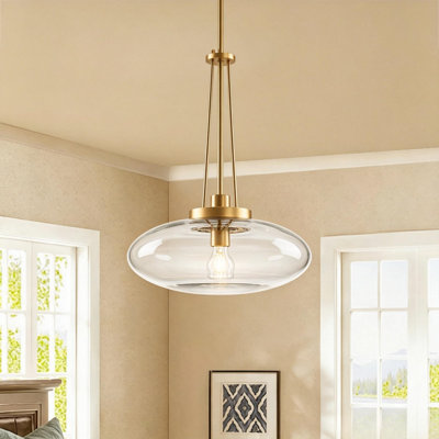 Luminaire suspendu en verre transparent à intensité variable 1 lumière pour salle à manger Levona