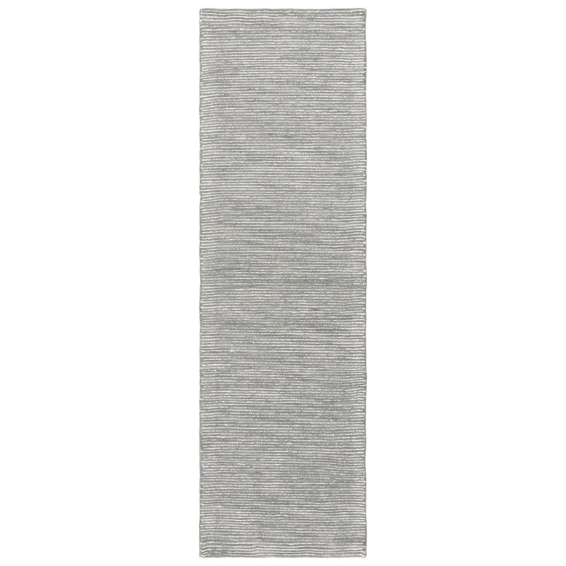 Kenrick Ebony Hand Tufted Wool Cotton Rug in Gray, Runner 2'3" x 8'