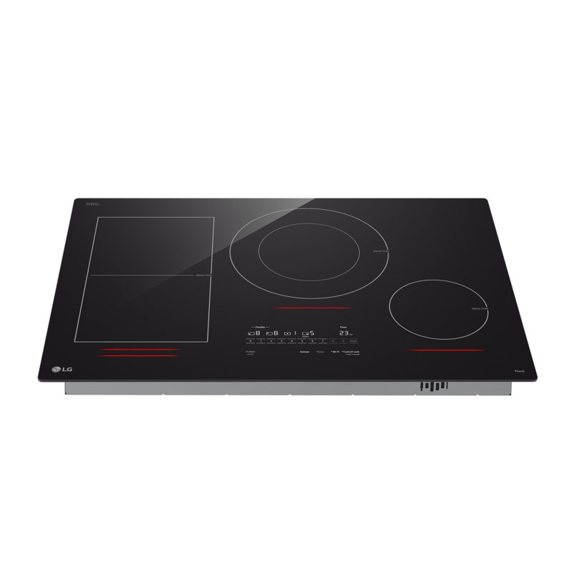 LG 30" Induction Cooktop, 4 Elements, White Backlit, Red Bar, Bridge, ThinQ®, Black Ceramic