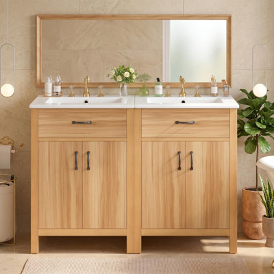 Meuble-lavabo moderne autoportant 48 po avec lavabo en céramique