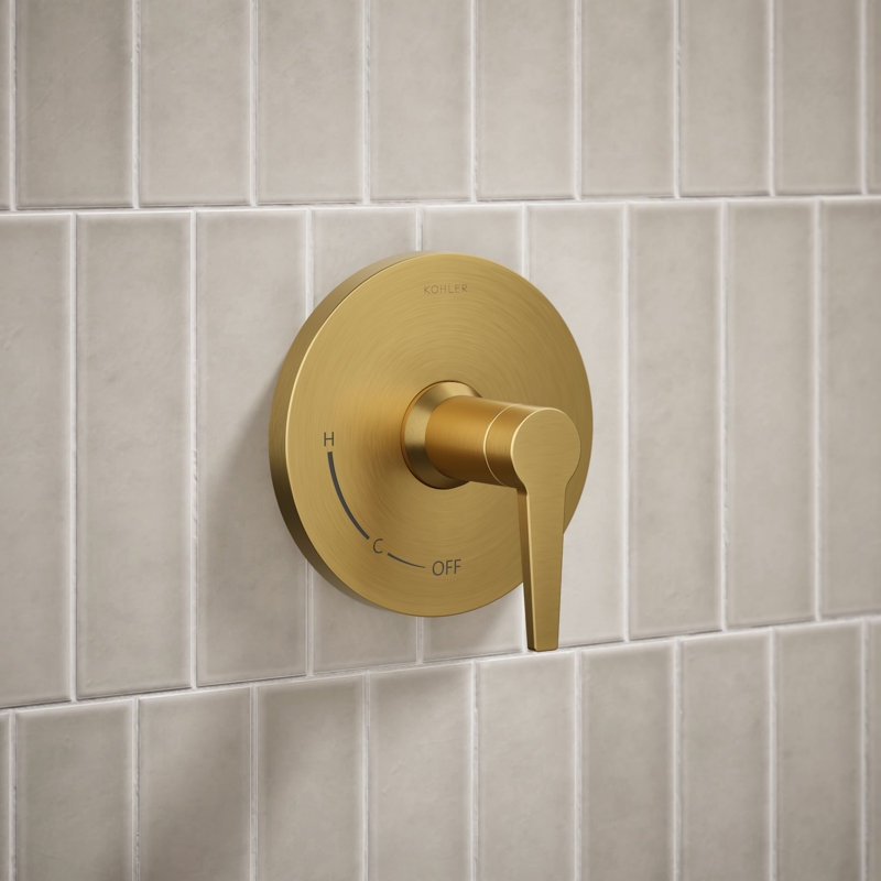 Ensemble de garniture de douche Pitch Rite-Temp, sans pomme de douche, Laiton brossé moderne éclatant