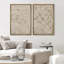 «Retro Mid-Century Polygons And Palm Leaves Abstract Shapes», 2 pièces sur toile-99016230-99016229