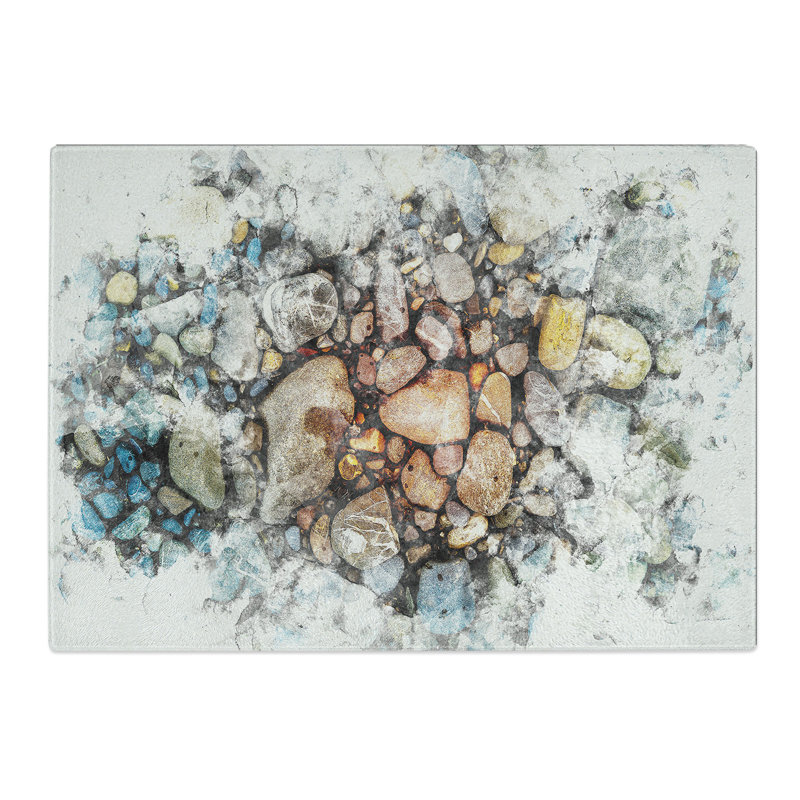 Tempered Glass Rocks Chopping Board, 28.5 cm x 39 cm