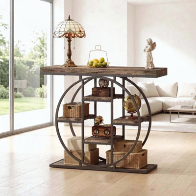 Console Chic avec tablettes en chêne rustique