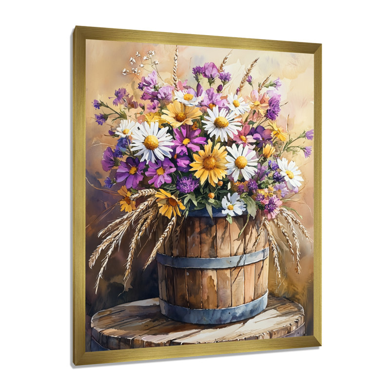 Mullings - impressions murales florales, H 20 po x l 12 po, Reproduction encadrée d'une seule photo, Doré
