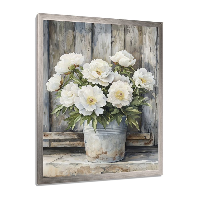 Albrightsville - impressions sur toile florales, H 32 po x l 16 po, Impression d'un seul cadre photo, Argent argent