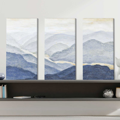 Casie Blue Mountains - 3 pièces, peinture sur toile tendue