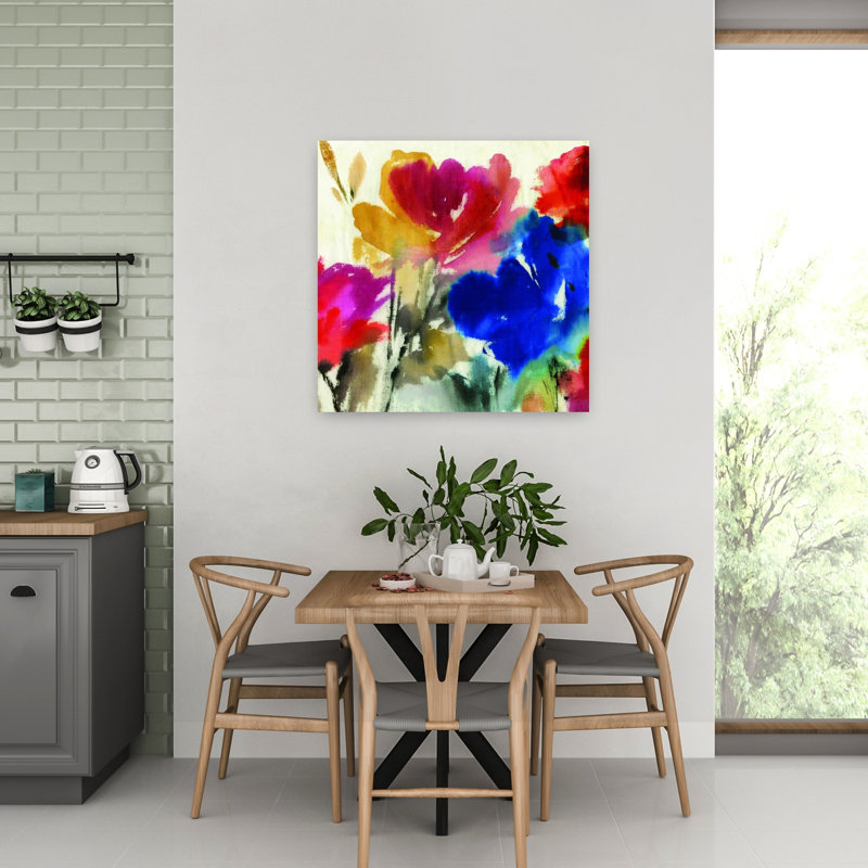Aquarelle, art floral délicat et paisible, 32" H x 32" W