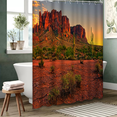 Rideau de douche Arizona Desert Sunset Mountains avec 12 crochets
