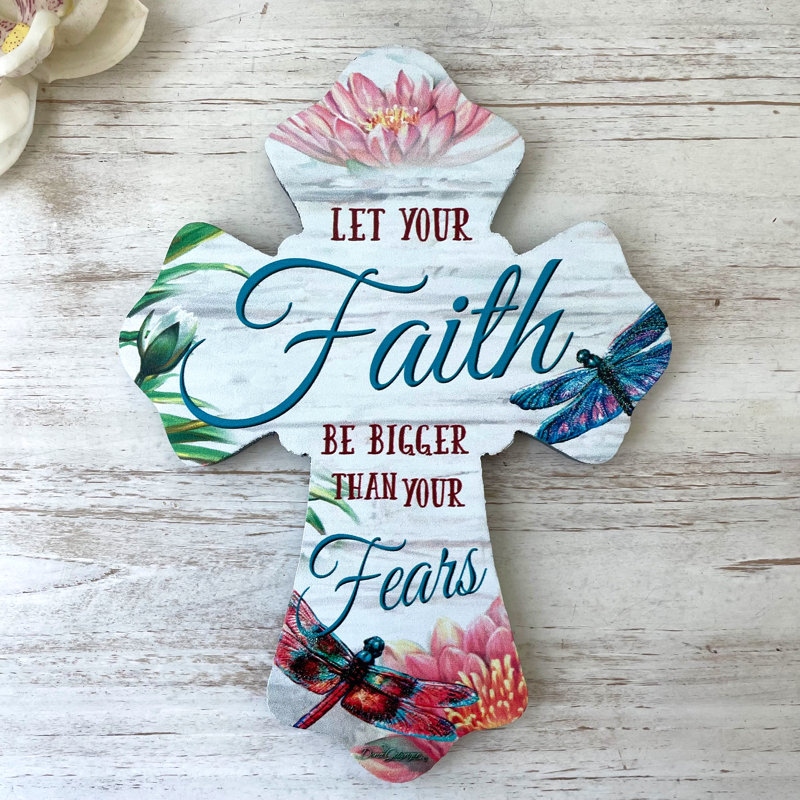 Croix en bois «Faith Over Fear»
