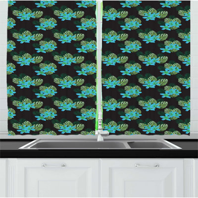 Floral Ruffled Kitchen Curtain