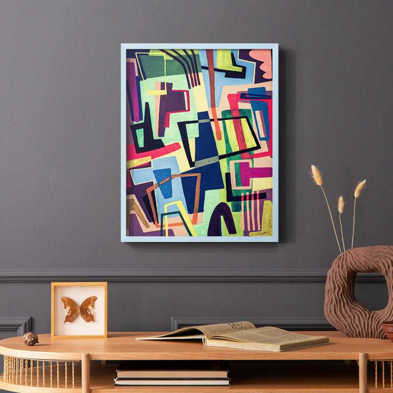 Connected Colours II Framed Print - Solid Wood, Blue, 10" H x 8" W