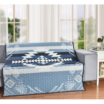 Demid Desert Harmony Southwestern Geometric Blue Tribal 60" x 50" Decorative Throw Quilt Blanket