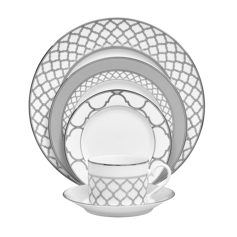 Couvert individuel 5 pièces Noritake Eernal Palace, Platine