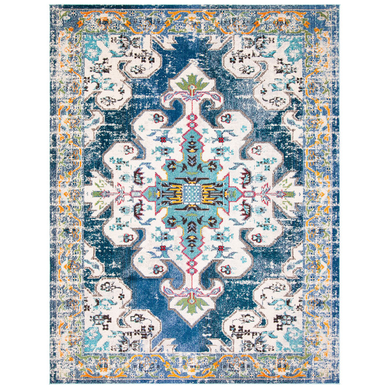 Tapis oriental bleu / gris / beige Felty, Rectangle 10 pi x 14 pi