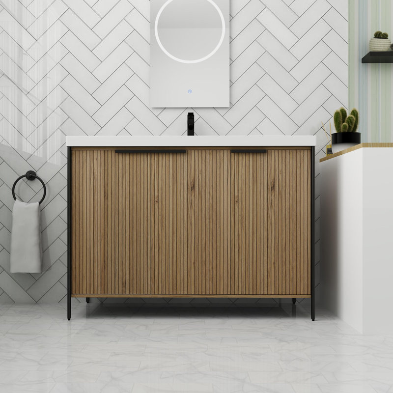 Meuble-lavabo autoportant avec porte à fermeture en douceur de 48 po