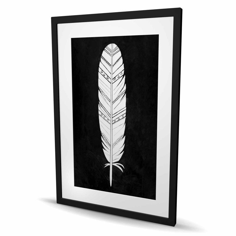 Native American Feather - White Framed Matted Print Decor