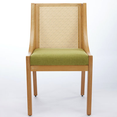 Olive Dining Chair With Decorative , Solid Rubberwood Frame And Breathable Linen Upholstery For Home Use Rustic American Design Side Soft Seat Multiple Rooms