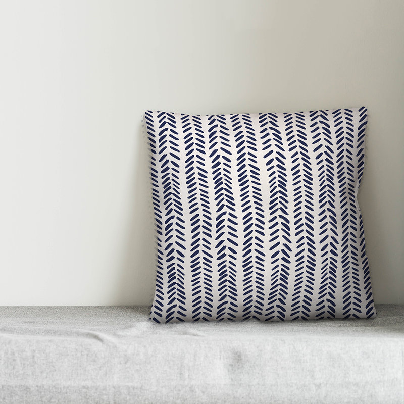  Housse de coussin carré et insert, 16 po x 1 po, Bleu marine, Pas de bourre