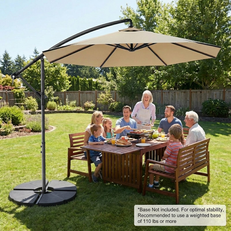 Parasol en porte-à-faux 120 po, Kaki