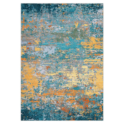 Abstract Machine Printed Area Rug