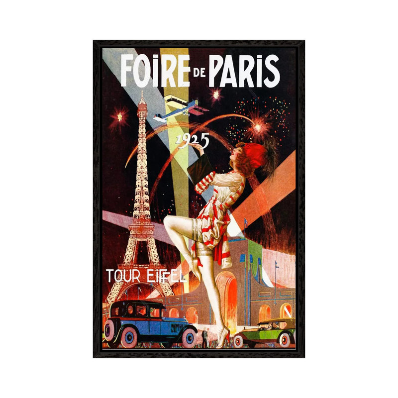 Foire De Paris - Print on Canvas, 101.6 cm H x 66.04 cm W, Black Framed
