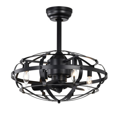 Industrial Ceiling Fan Light Kit For Living Room Bedroom Kitchen And Bladeless Caged Ceiling Fan With Lights