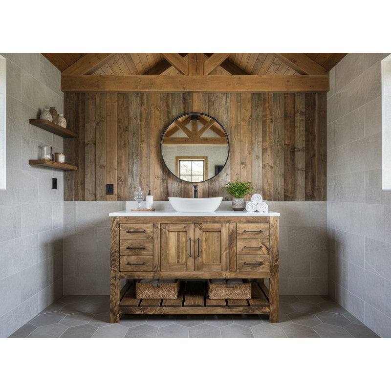 Meuble-lavabo simple - pin blanc du nord-est - teinte L 54 po 3, 3, 54"