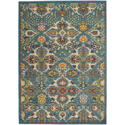 Tapis oriental traditionnel turquoise Lakenya