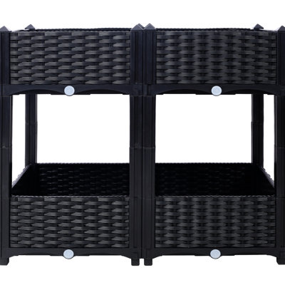 Jardinière surélevée avec drainage - Polypropylène noir 31,5 po x 15,7 po x 27,7 po
