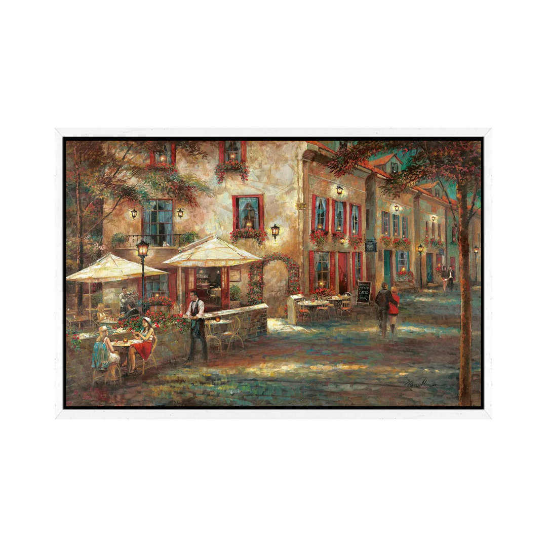 Courtyard Café von Ruane Manning - Galerie-verpackte Leinwand Giclée auf Leinwand