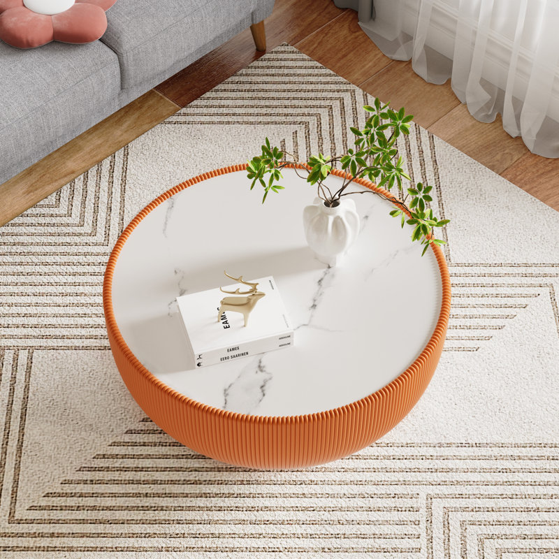 Table basse moderne Modern, Blanc / orange
