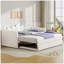 Lit de jour tapissier blanc TG avec lit gigogne et lumières DEL blanc, mobilier de chambre multifonctionnel réglable