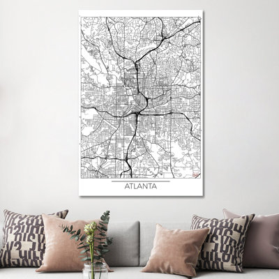 Atlanta Minimal Urban Blueprint Map by Hubert Roguski - Wrapped Canvas Print