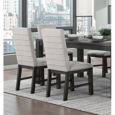 Antique Black Finish Modern Dining 5Pc Set Rectangular Table And 4 Upholstered Chairs Textured Gray Wooden Dining Room Furniture 10CE64FDE82642C5BBFA5 -  Latitude RunÂ®, 10CE64FDE82642C5BBFA5525CA85697F