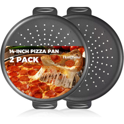 2 Pack Pizza Pan 14 Inch with Holes, Rust-Free Nonstick Pizza Pan for Oven