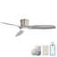 Ventilateur de plafond intelligent de 52 pouces avec lumière, ventilateur de plafond encastré avec télécommande, 3 pales en ABS gris, lumière à intensité variable de 18 W