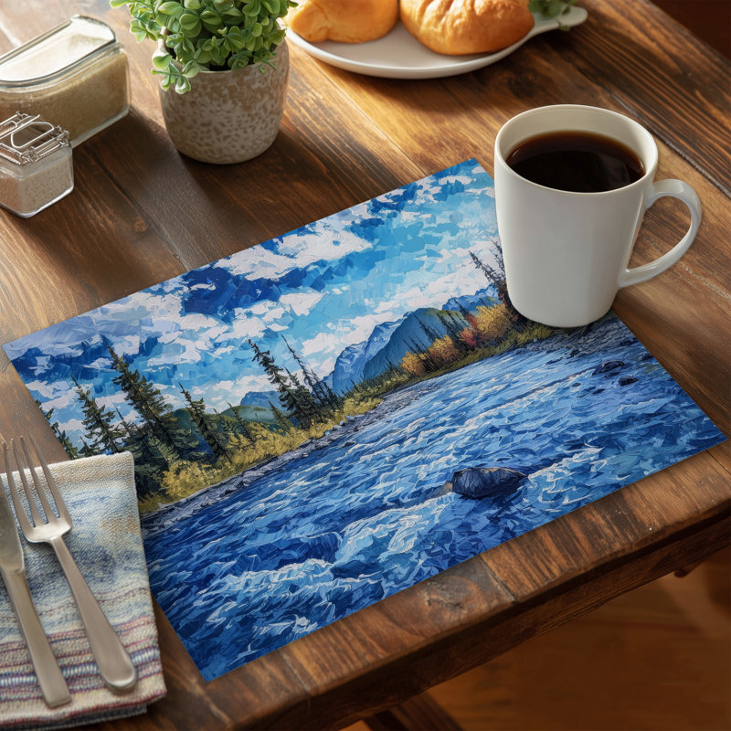 Napperon Flow en polyester bleu | Articles de décoration intérieure pour la maison