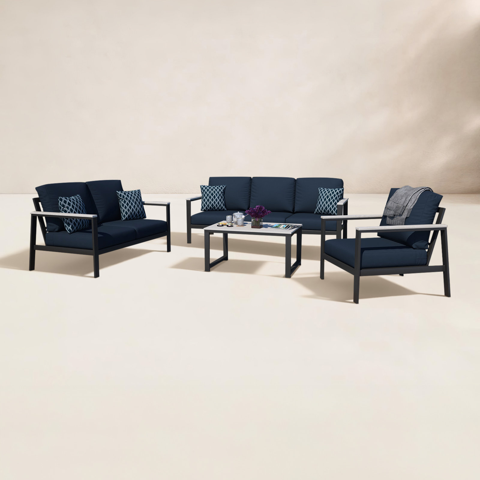Townsend Patio Seating Group, Canvas Navy Sunbrella® Canvas