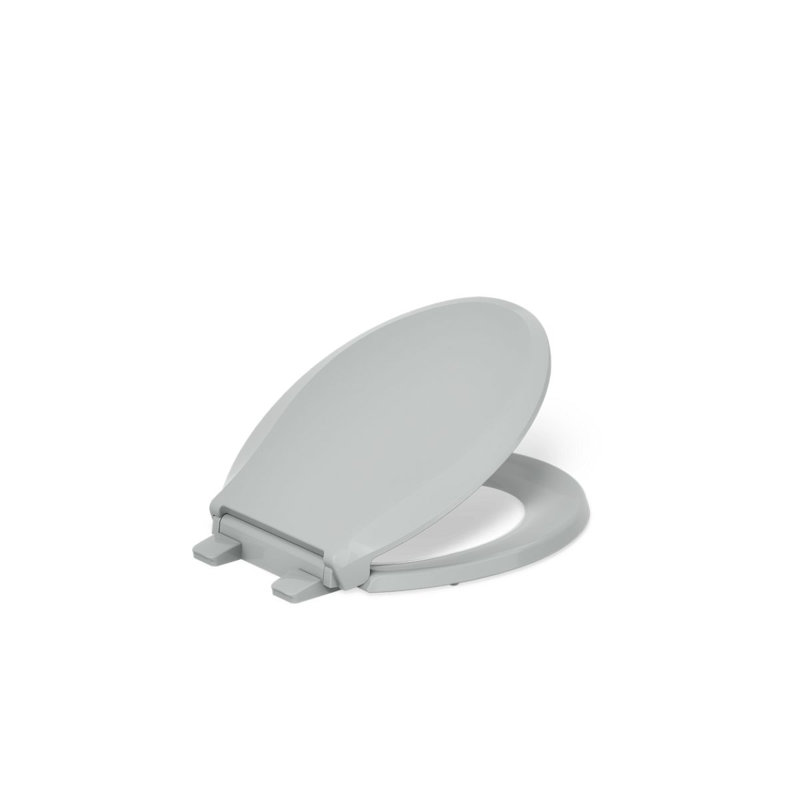 Siège de toilette rond à veilleuse silencieuse Cachet, Gris glacé, Prêt à être verrouillé
