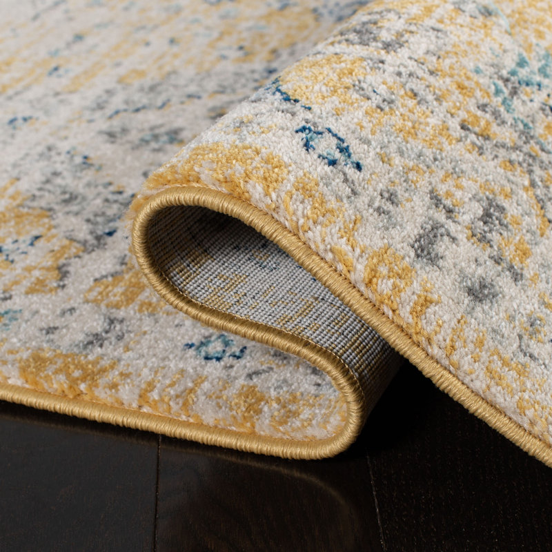Tapis oriental doré / ivoire Gourdine, Rectangle 4 pi x 6 pi
