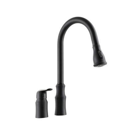 Kitchen Sink Faucet, Separate Handle, Matte Black Appearance, Single Design For One Adjustment, 360 Rotating Pull-Down , Ceramic Sheet Sealed Cartridge, Spray And Stream Options, To Fingerprints,