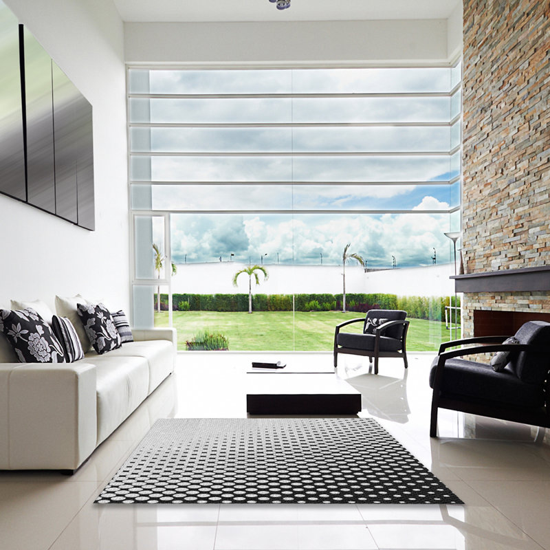 Tapis blanc / noir Antowan, Carré 8 pi