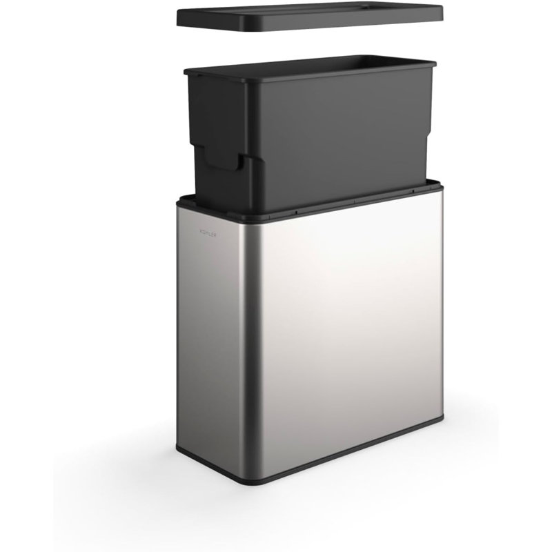 12-Liter Black Stainless Steel Open-Top Trash Can