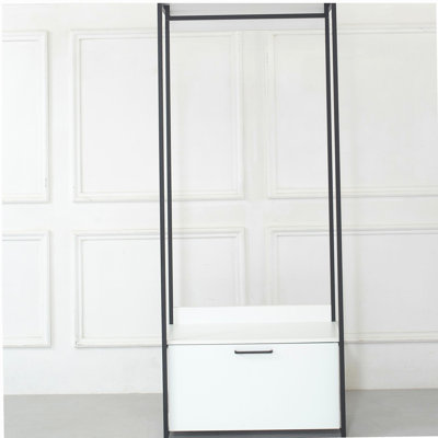 Fiona Wood and Metal Walk-in Closet with One Drawer