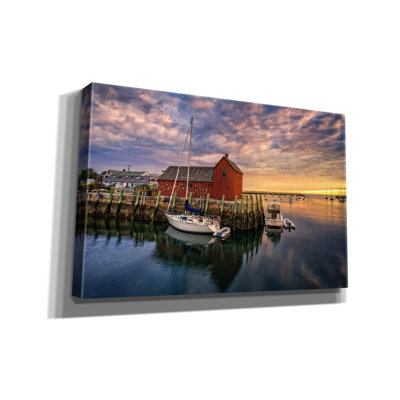 Epic Graffiti 'Rockport Harbor At Dawn' by Rick Berk Canvas Wall Art