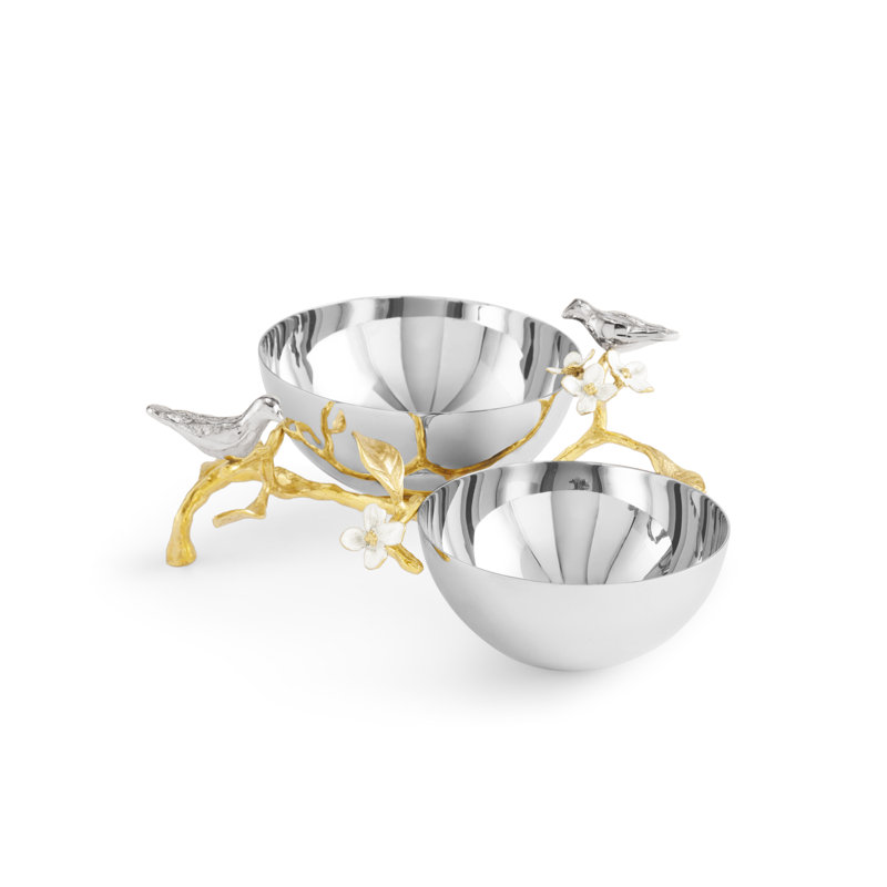 Lovebirds Silver & Gold Double Dish