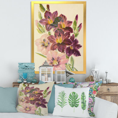 " Retro Light And Dark Pink Gladiolus " Painting Print